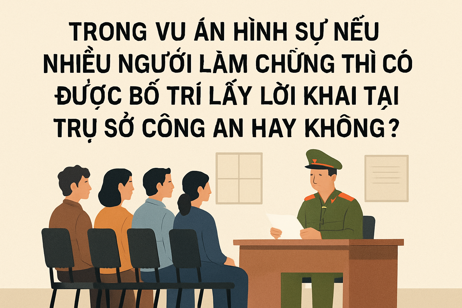 Trong vụ án hình sự nếu nhiều người làm chứng thì có được bố trí lấy lời khai tại trụ sở công an hay không?