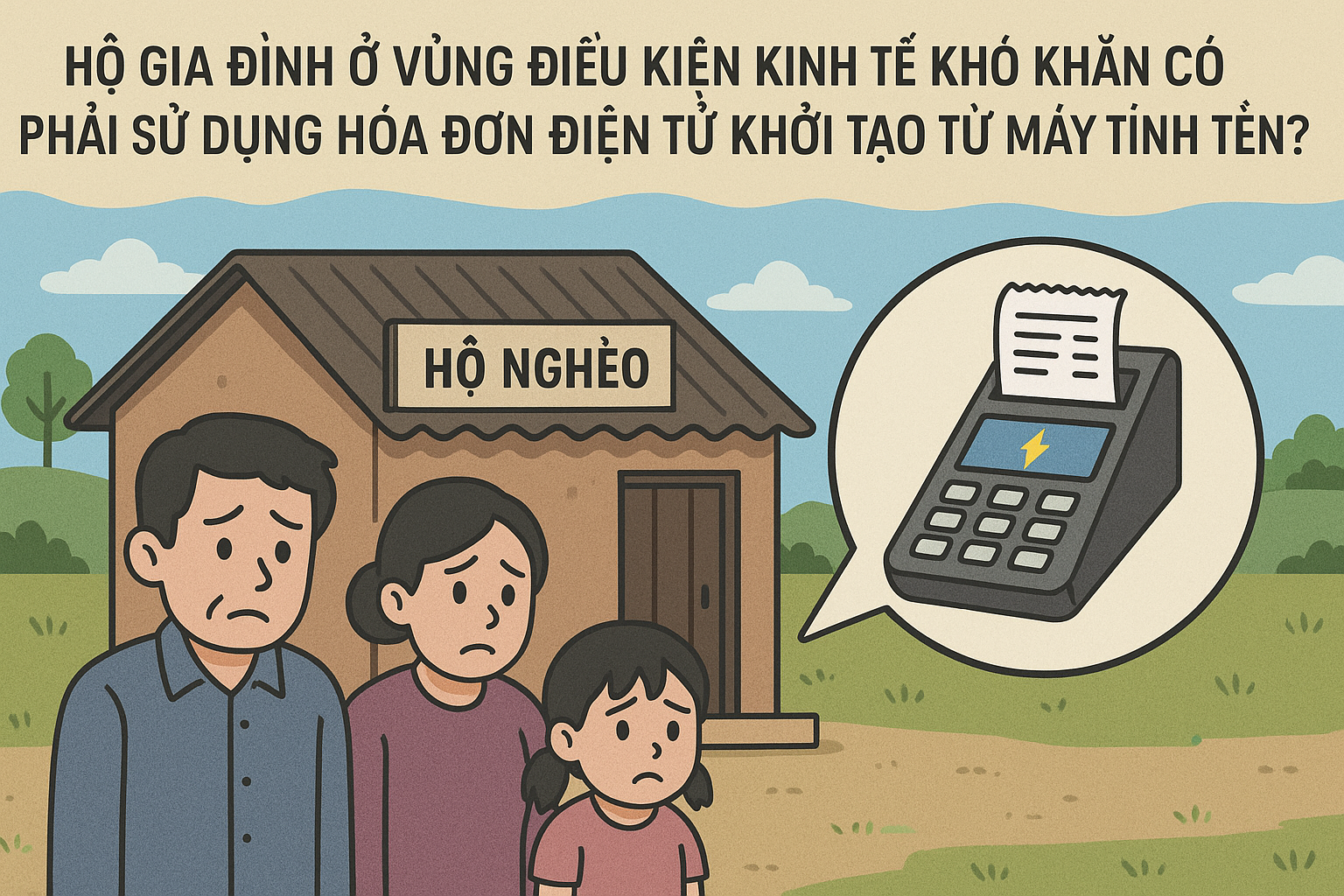 Hộ gia đình ở vùng điều kiện kinh tế khó khăn có phải sử dụng hóa đơn điện tử khởi tạo từ máy tính tiền?