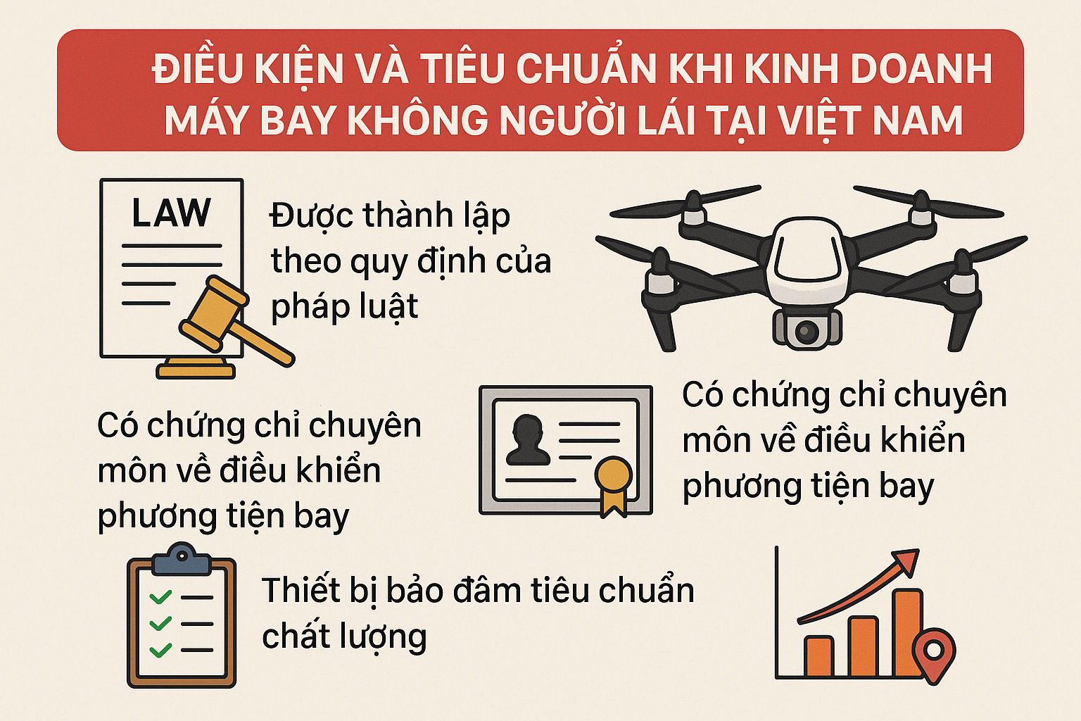 Điều kiện và tiêu chuẩn khi kinh doanh máy bay không người lái tại Việt Nam