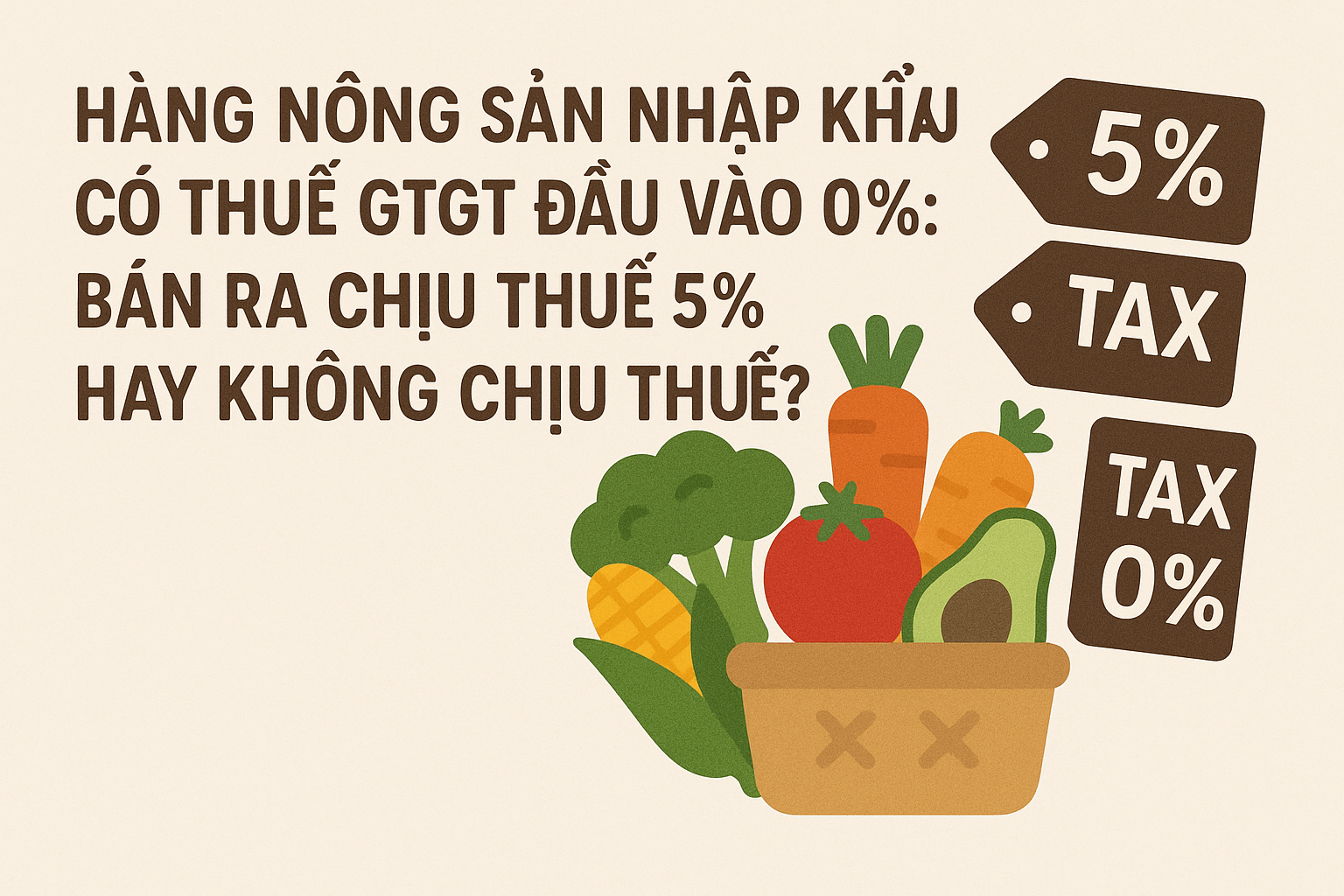 Hàng nông sản nhập khẩu có thuế GTGT đầu vào 0%: Bán ra chịu thuế 5% hay không chịu thuế?