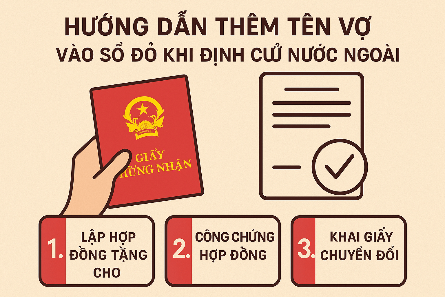 Hướng dẫn thêm tên vợ vào sổ đỏ khi định cư ở nước ngoài