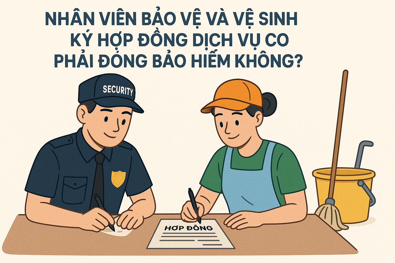 Nhân Viên Bảo Vệ và Vệ Sinh Ký Hợp Đồng Dịch Vụ Có Phải Đóng Bảo Hiểm Không?