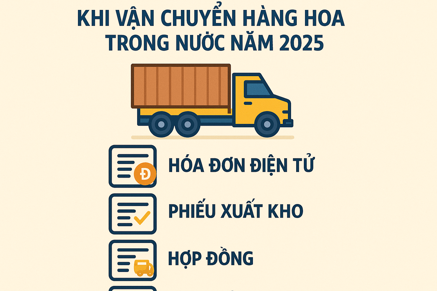 Các loại giấy tờ cần có khi vận chuyển hàng hóa trong nước năm 2025