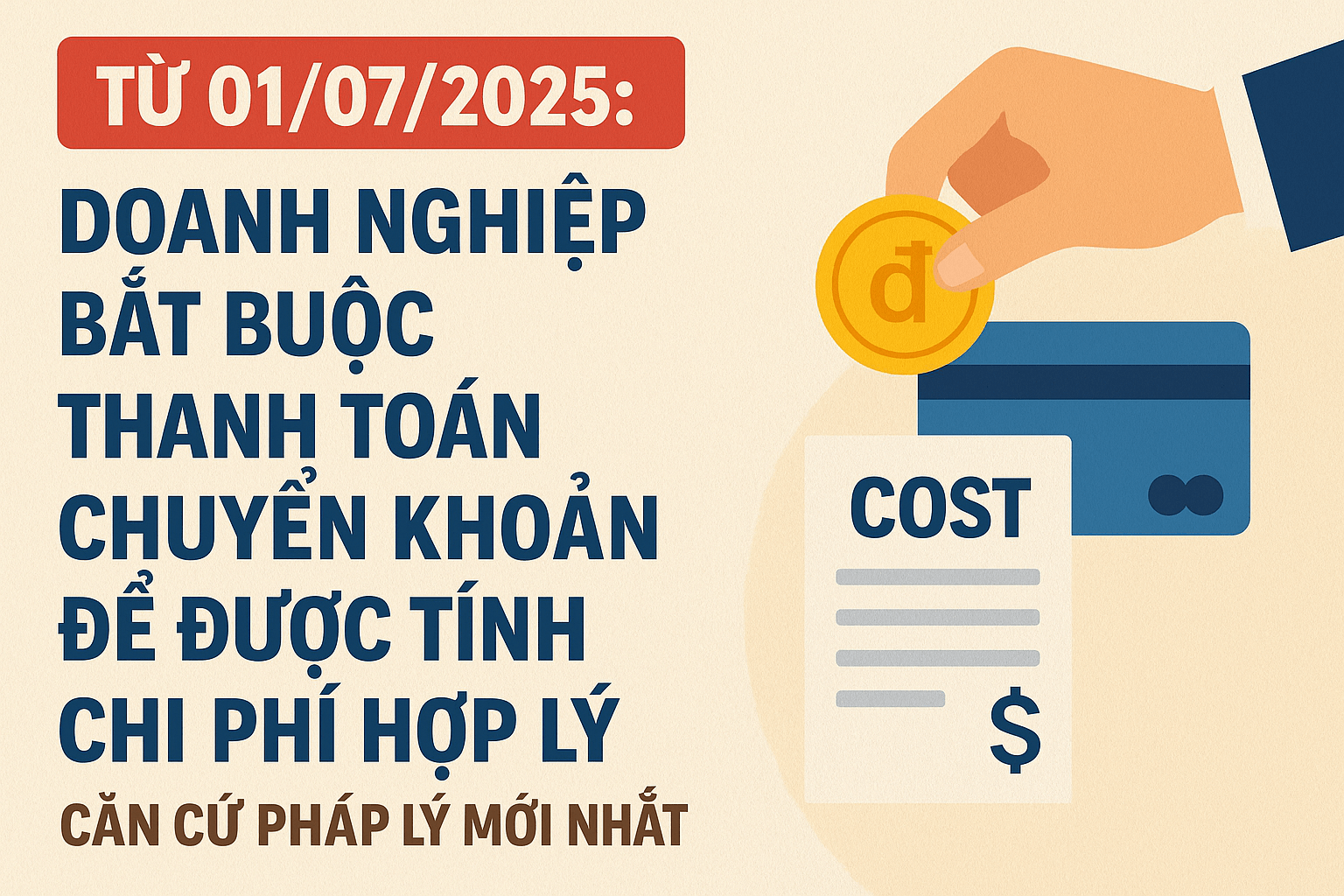 Từ 01/07/2025: Doanh nghiệp bắt buộc thanh toán chuyển khoản để được tính chi phí hợp lý – Căn cứ pháp lý mới nhất
