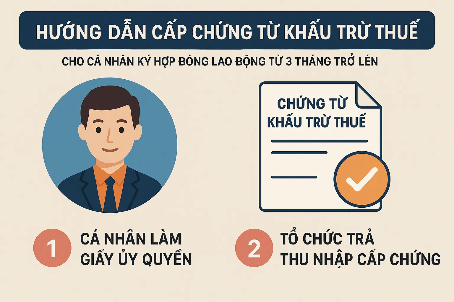 Hướng dẫn cấp chứng từ khấu trừ thuế cho cá nhân ký hợp đồng lao động từ 3 tháng trở lên