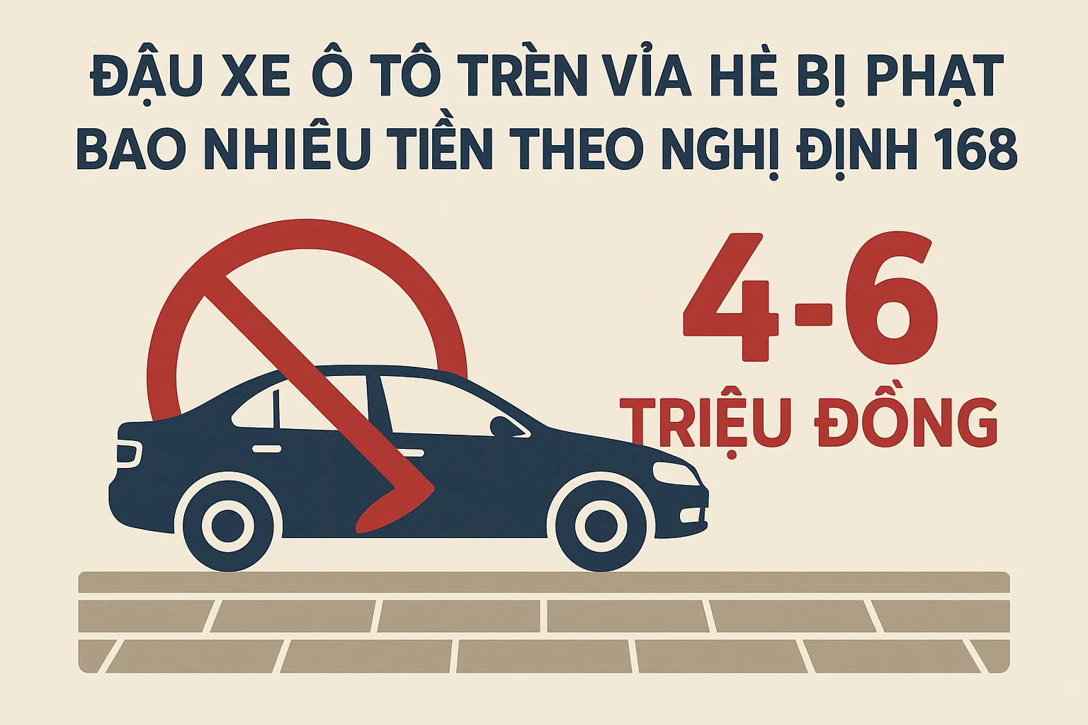 Đậu xe ô tô trên vỉa hè bị phạt bao nhiêu tiền theo Nghị định 168?