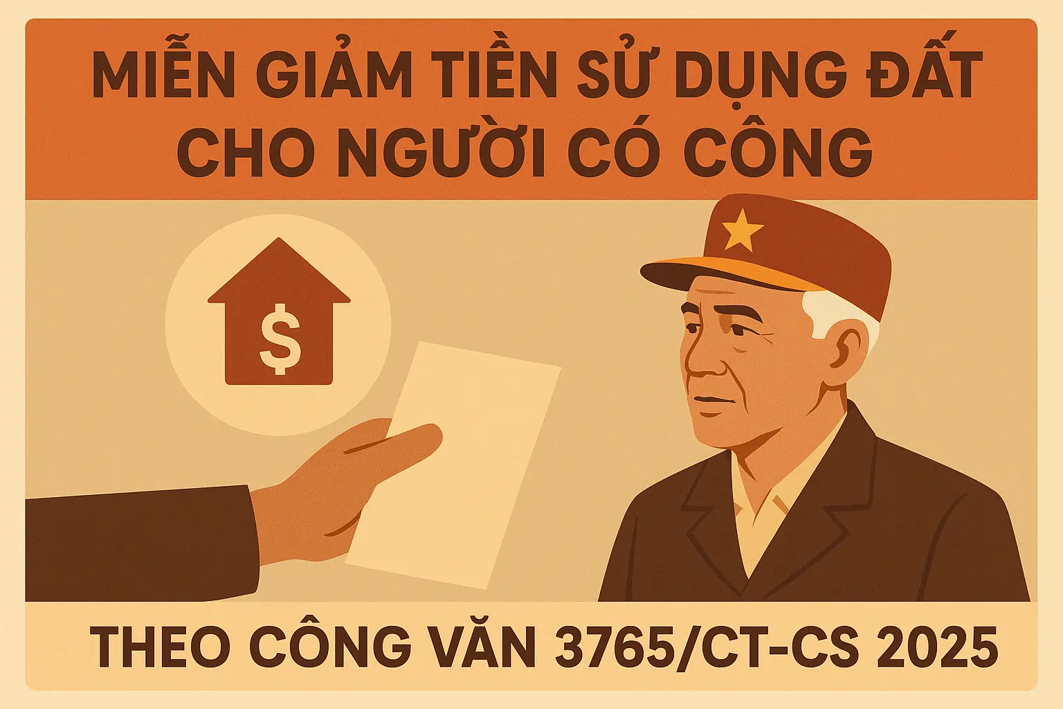 Miễn giảm tiền sử dụng đất cho người có công theo Công văn 3765/CT-CS 2025.