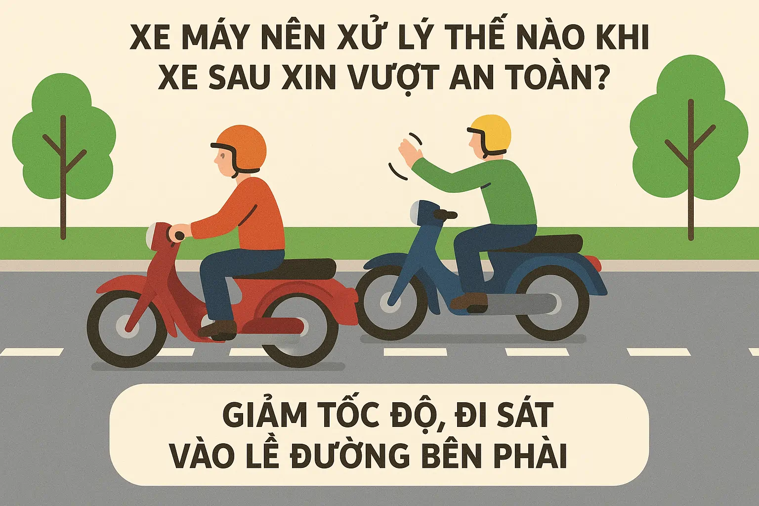 Xe máy nên xử lý thế nào khi xe sau xin vượt an toàn?