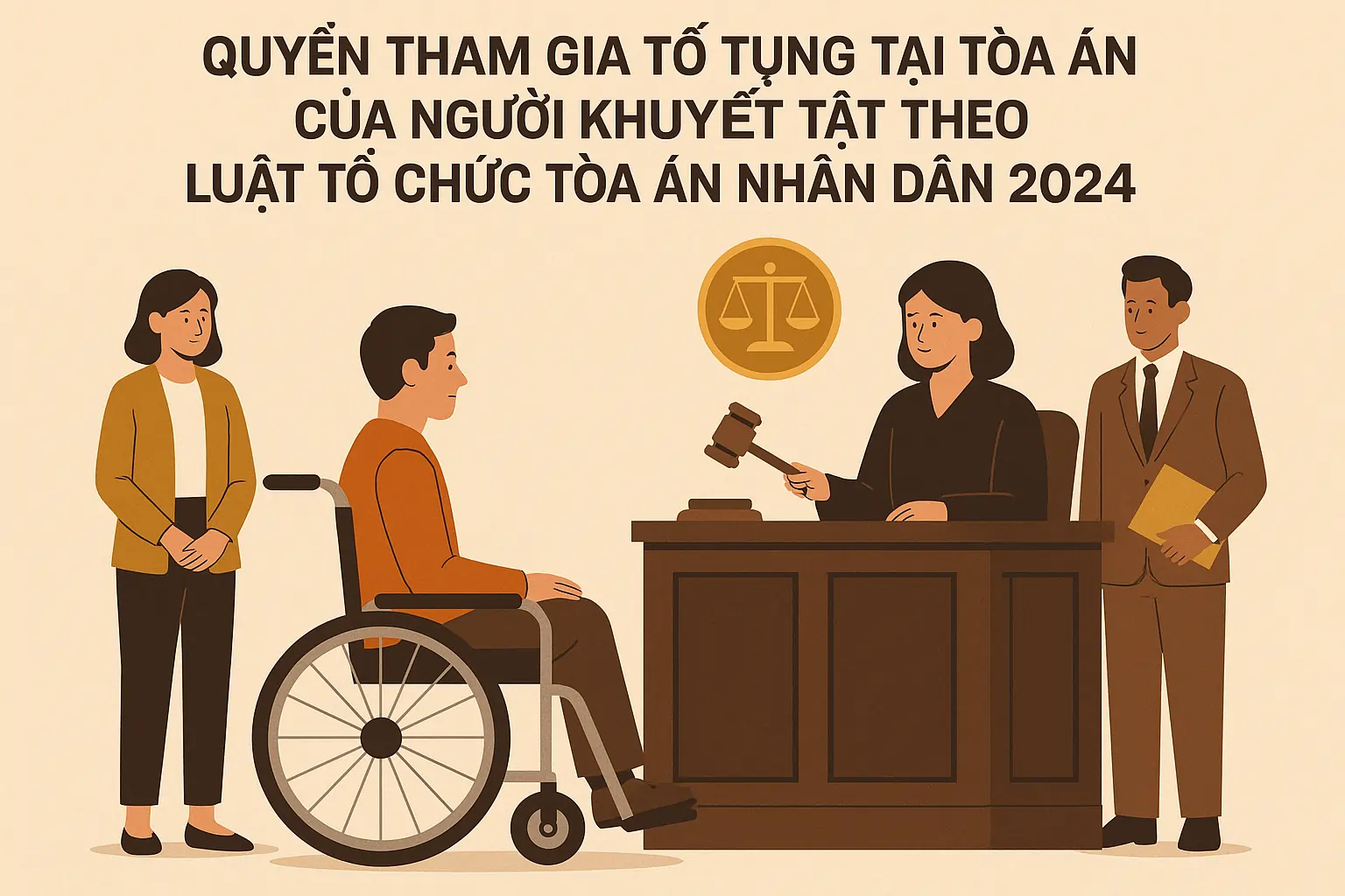 Quyền tham gia tố tụng tại Tòa án của người khuyết tật theo Luật Tổ chức Tòa án nhân dân 2024.