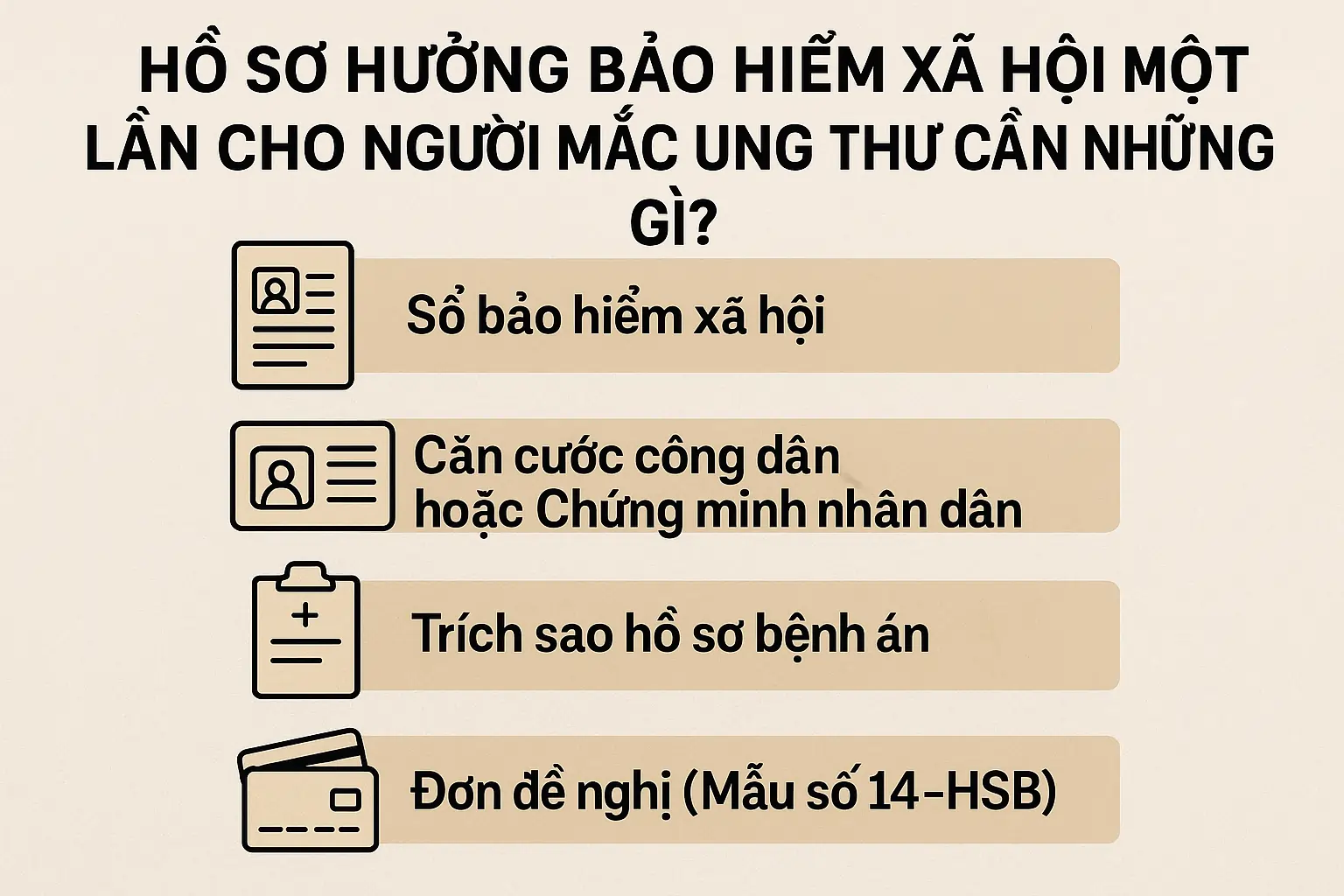 Hồ sơ hưởng bảo hiểm xã hội một lần cho người mắc ung thư cần những gì?