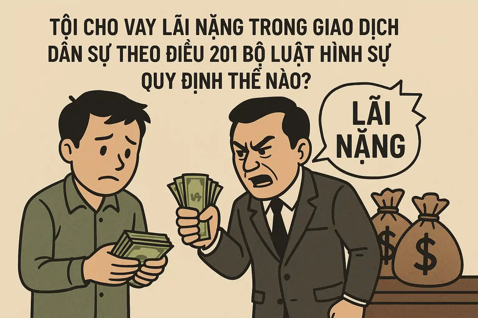 Tội cho vay lãi nặng trong giao dịch dân sự theo Điều 201 Bộ luật Hình sự quy định thế nào?