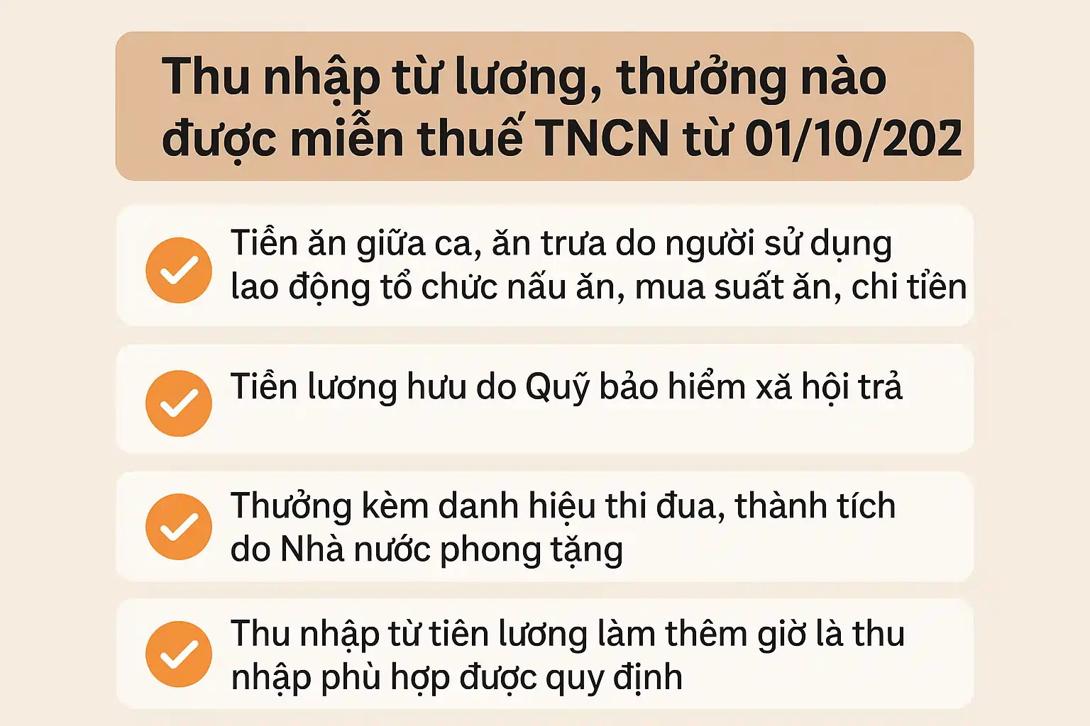 Thu nhập từ lương, thưởng nào được miễn thuế TNCN từ 01/10/2025?