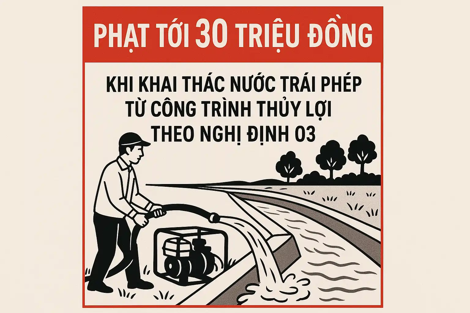 Phạt tới 30 triệu đồng khi khai thác nước trái phép từ công trình thủy lợi theo Nghị định 03.