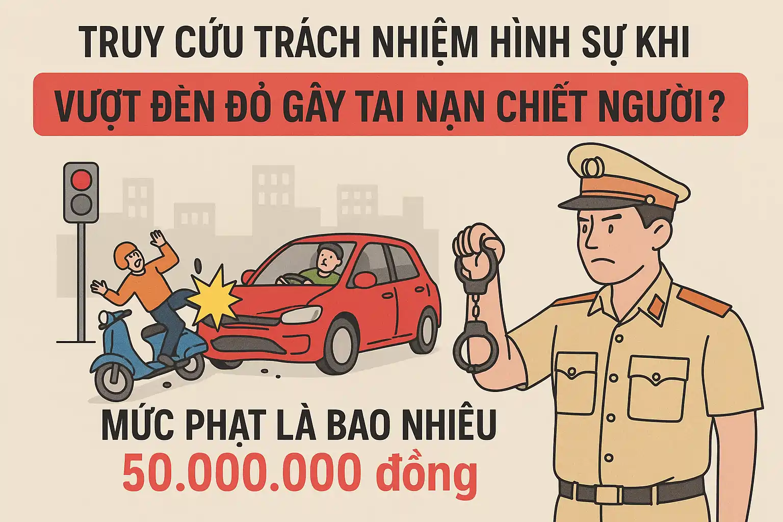 Truy cứu trách nhiệm hình sự khi vượt đèn đỏ gây tai nạn chết người? Mức phạt là bao nhiêu.