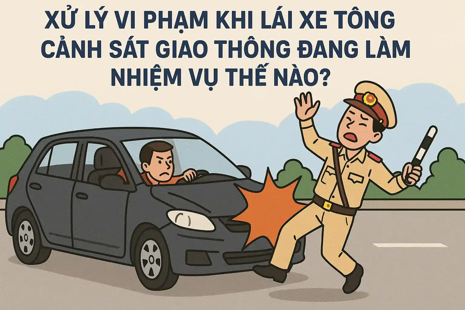 Xử lý vi phạm khi lái xe tông cảnh sát giao thông đang làm nhiệm vụ thế nào?