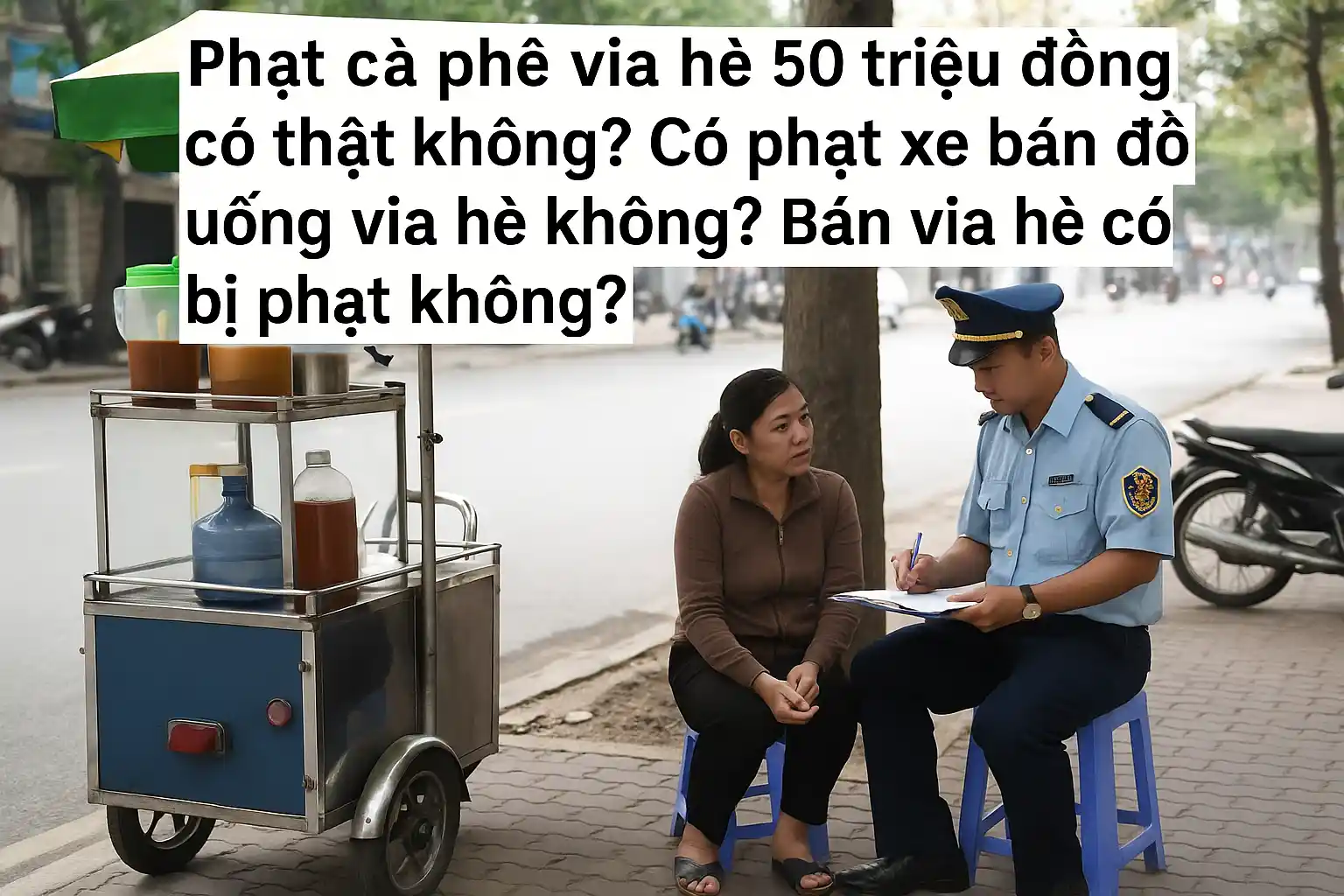 Phạt cà phê vỉa hè 50 triệu đồng có thật không?Có phạt xe bán đồ uống vỉa hè không?Bán vỉa hè có bị phạt không?