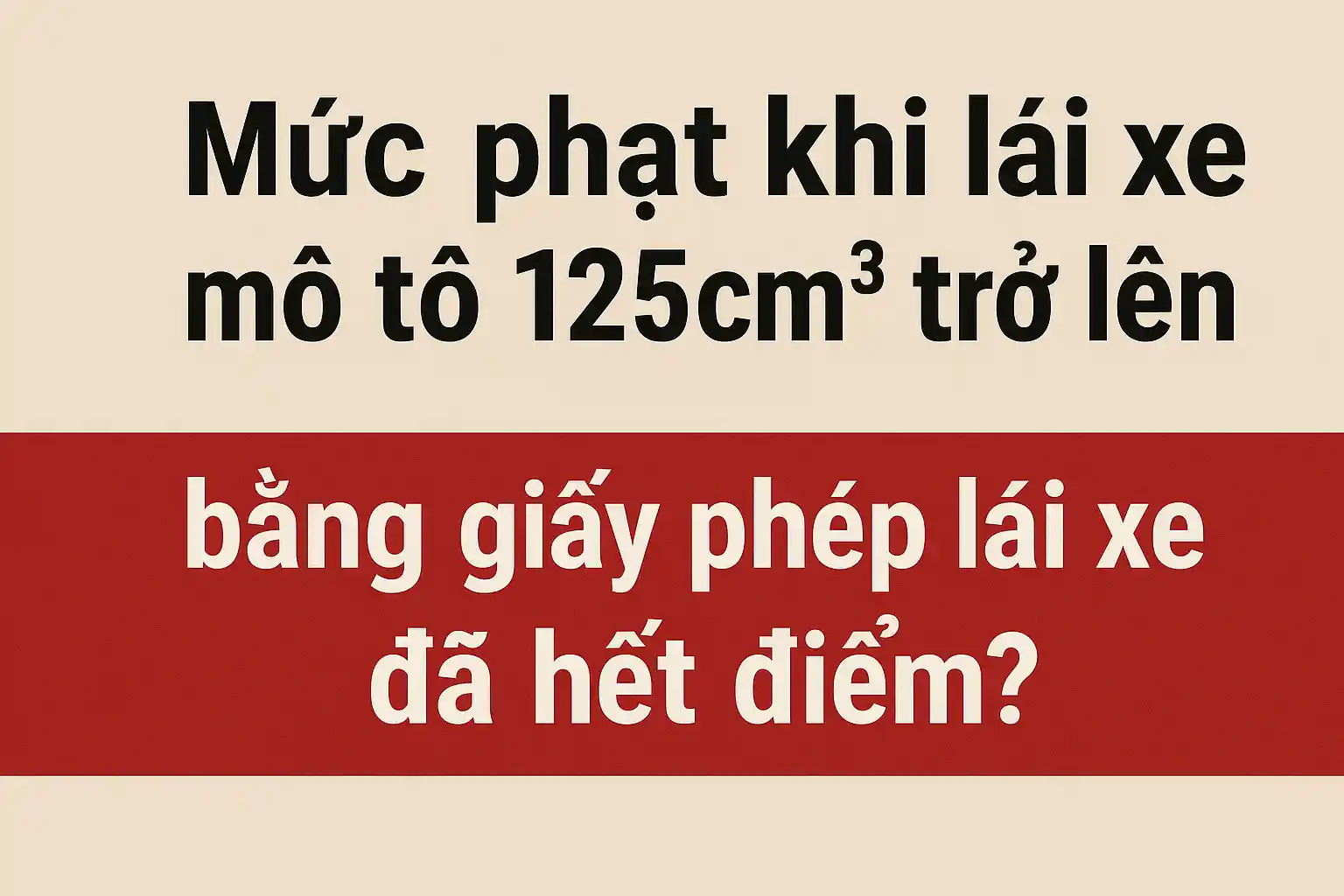 Mức phạt khi lái xe mô tô 125cm3 trở lên bằng giấy phép lái xe đã hết điểm?
