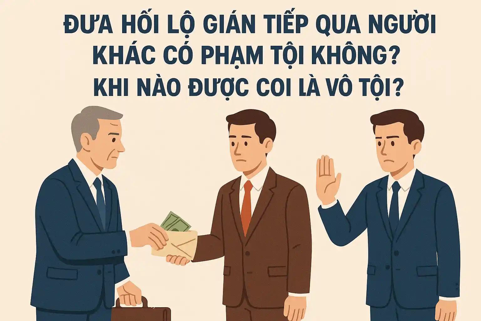 Đưa hối lộ gián tiếp qua người khác có phạm tội không? Khi nào được coi là vô tội?
