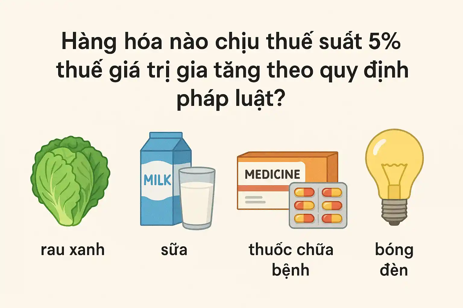 Hàng hóa nào chịu thuế suất 5% thuế giá trị gia tăng theo quy định pháp luật?