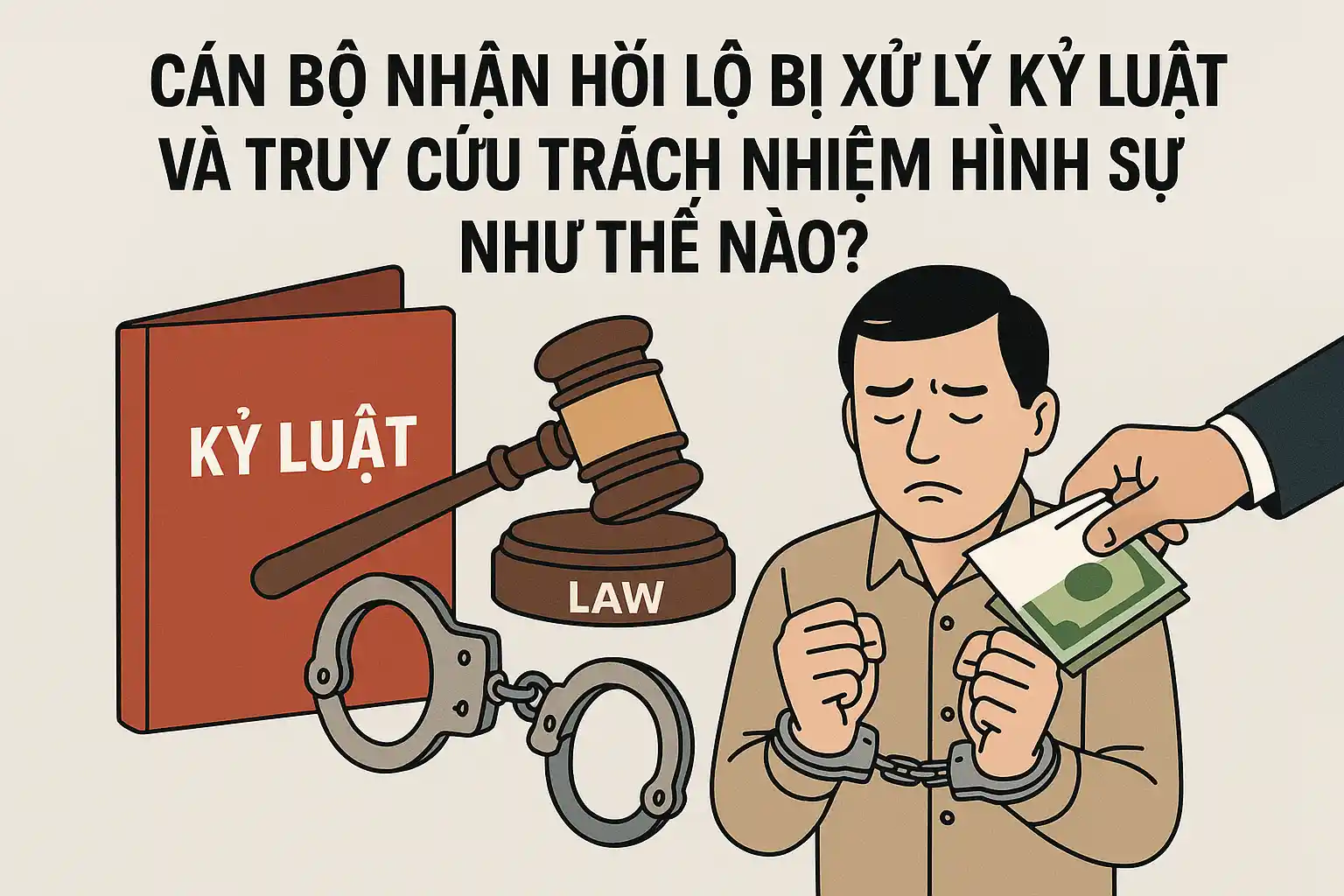 Cán bộ nhận hối lộ bị xử lý kỷ luật và truy cứu trách nhiệm hình sự như thế nào?