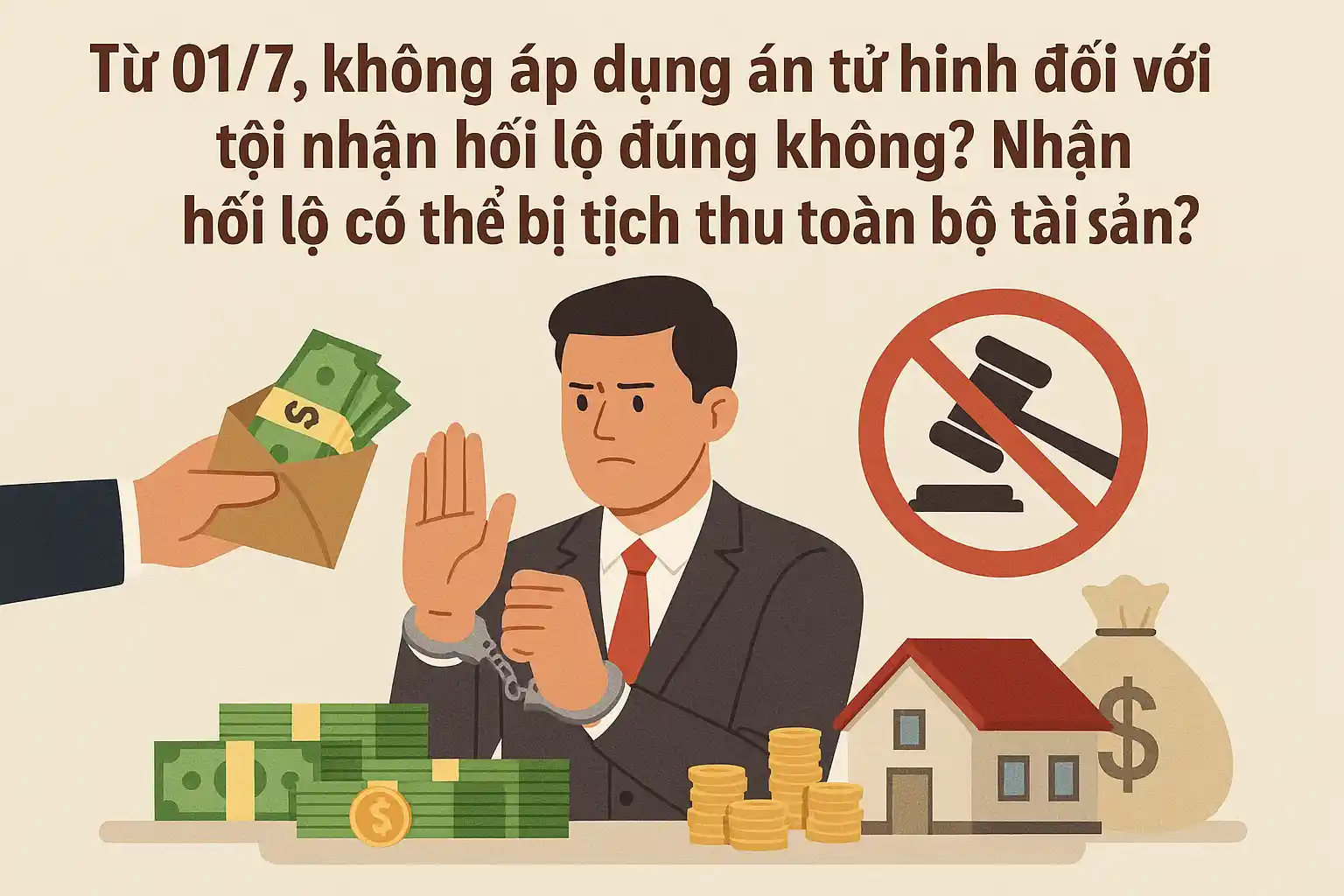 Từ 01/7, không áp dụng án tử hình đối với tội nhận hối lộ đúng không? Nhận hối lộ có thể bị tịch thu toàn bộ tài sản?