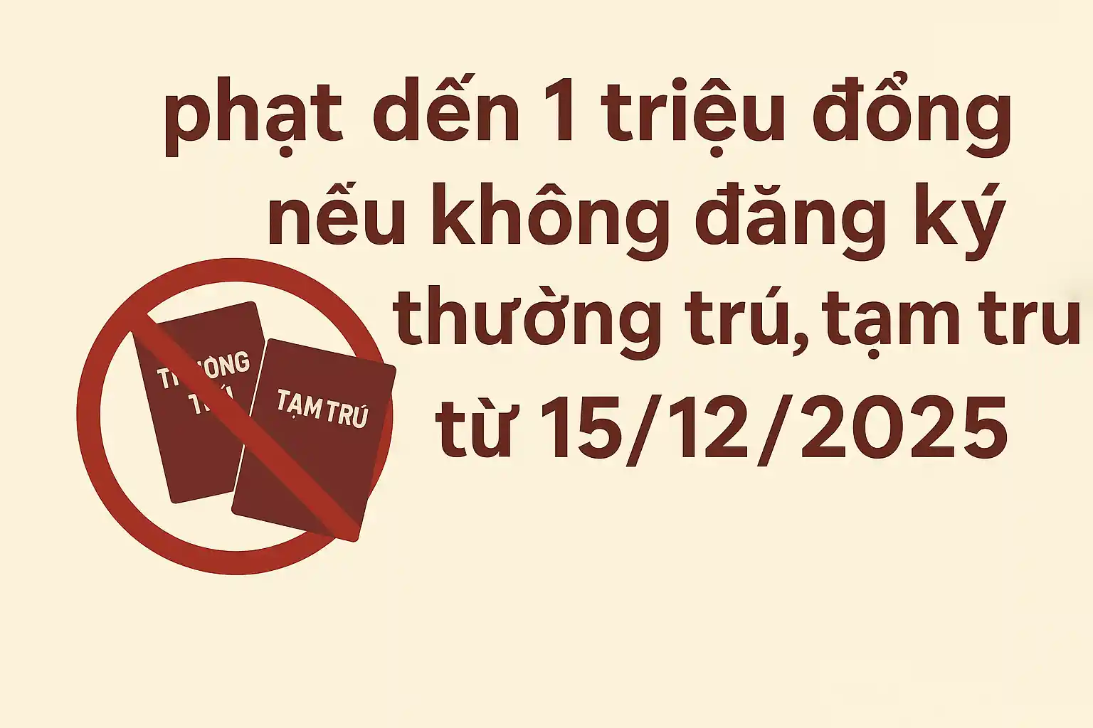 Phạt đến 1 triệu đồng nếu không đăng ký thường trú, tạm trú từ 15/12/2025 đúng không?