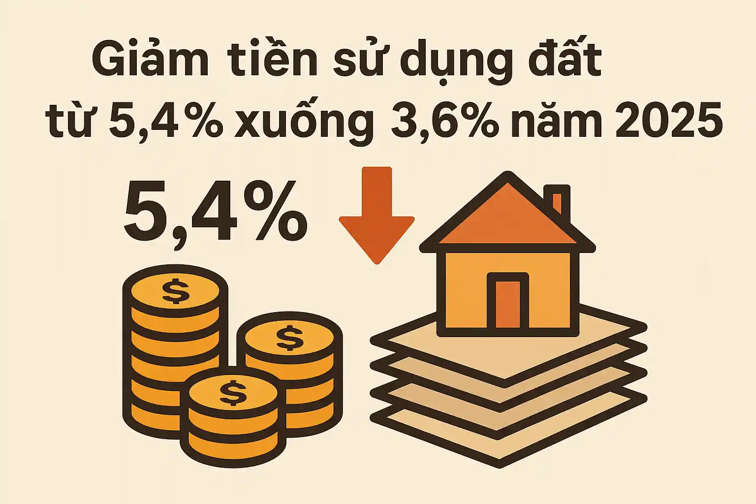 Giảm tiền sử dụng đất từ 5,4% xuống 3,6% năm 2025?