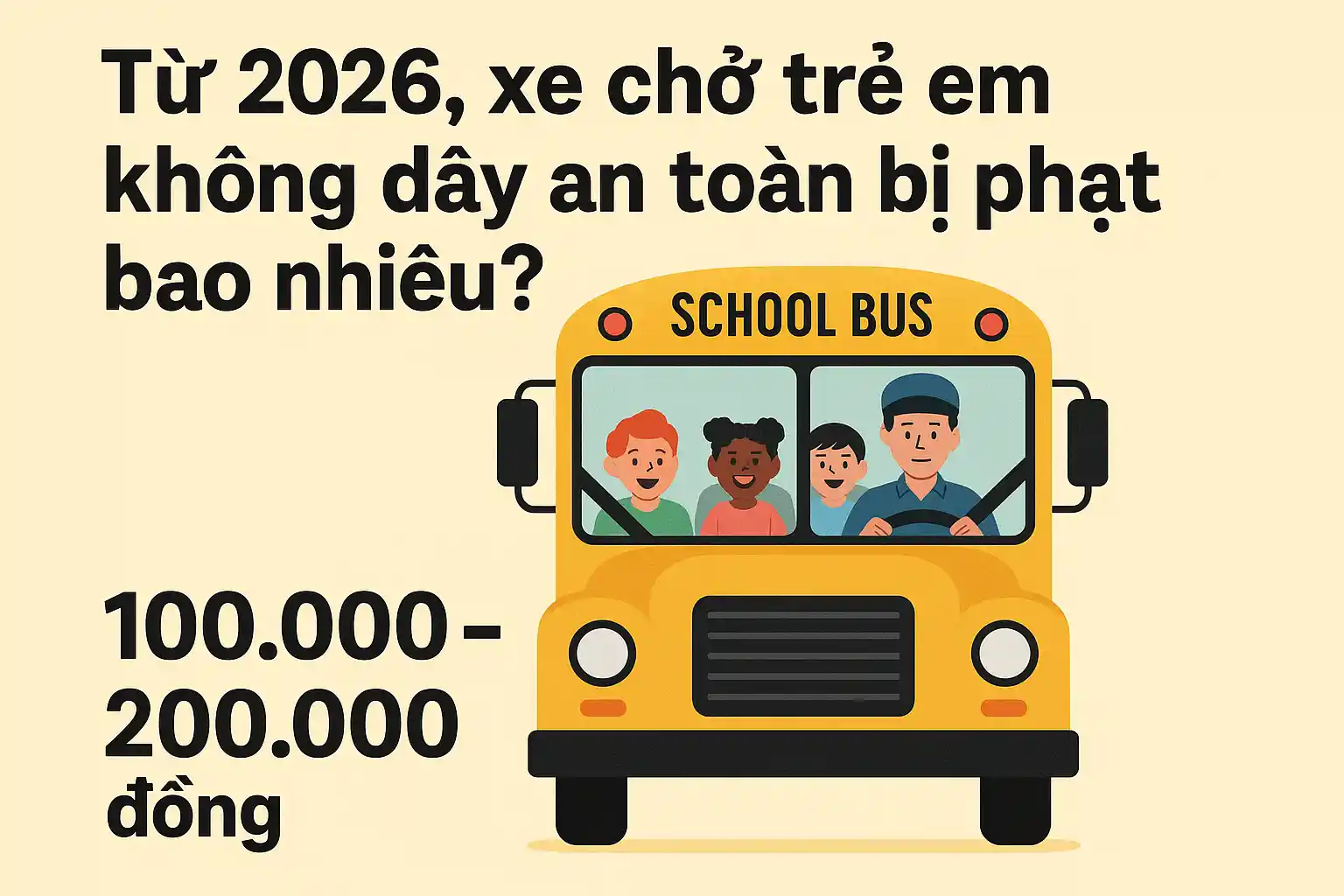 Từ 2026, xe chở trẻ em không dây an toàn bị phạt bao nhiêu?