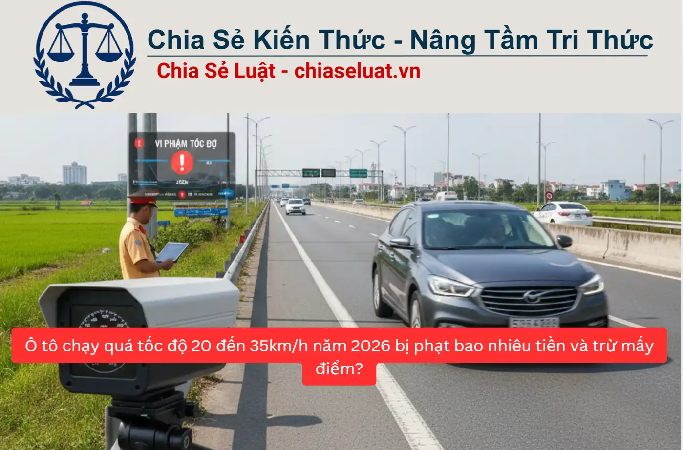 Ô tô chạy quá tốc độ 20 đến 35km/h năm 2026 bị phạt bao nhiêu tiền và trừ mấy điểm?