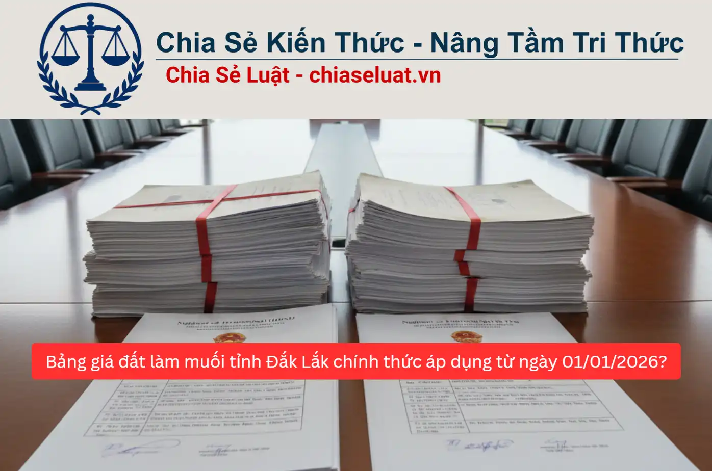 Bảng giá đất làm muối tỉnh Đắk Lắk chính thức áp dụng từ ngày 01/01/2026?