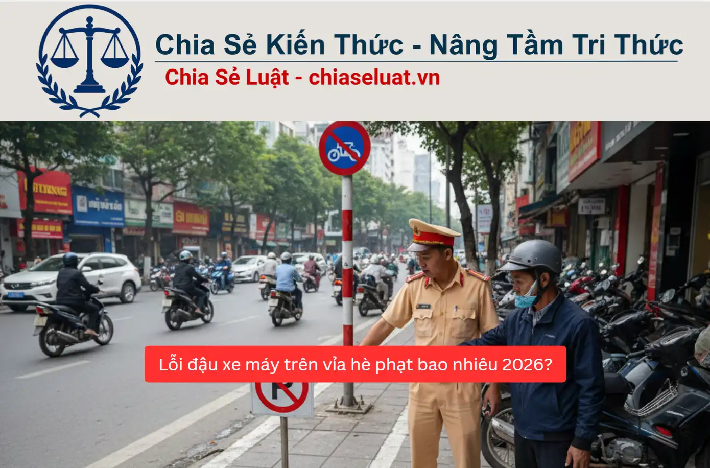 Lỗi đậu xe máy trên vỉa hè phạt bao nhiêu 2026?