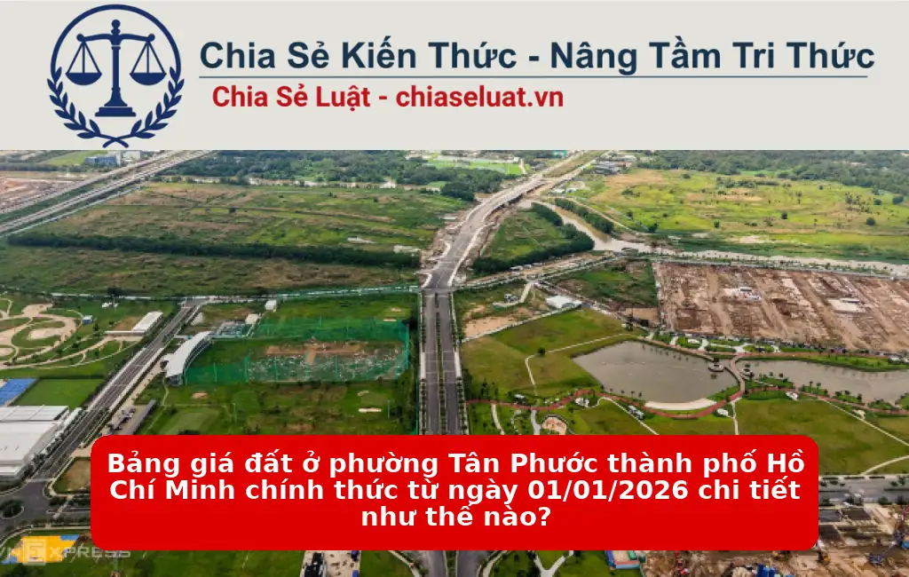 Bảng giá đất ở phường Tân Phước thành phố Hồ Chí Minh chính thức từ ngày 01/01/2026 chi tiết như thế nào?