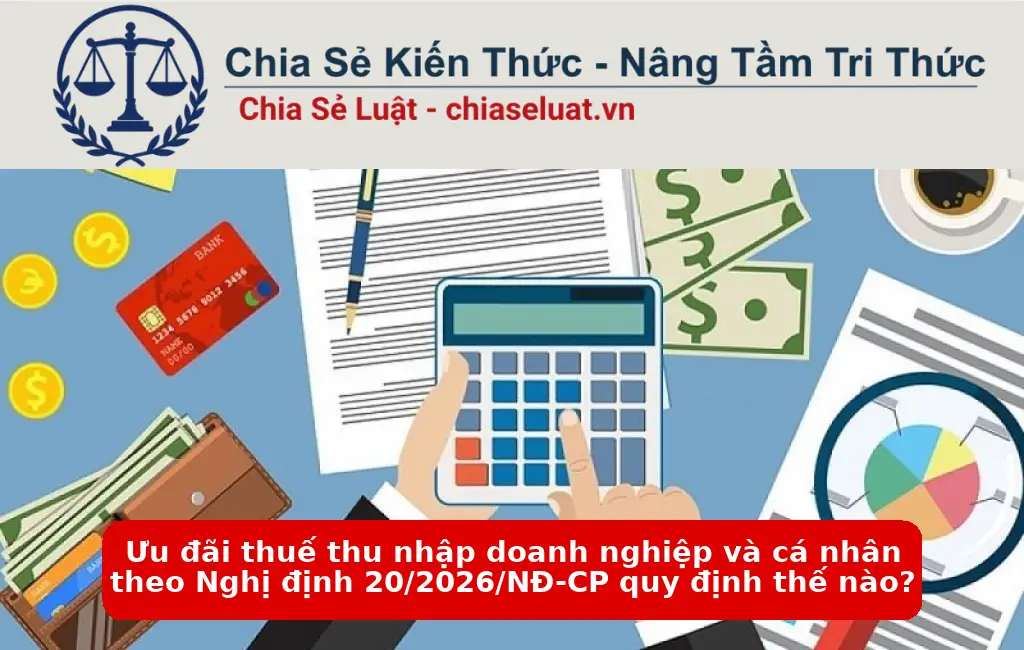 Ưu đãi thuế thu nhập doanh nghiệp và cá nhân theo Nghị định 20/2026/NĐ-CP quy định thế nào?