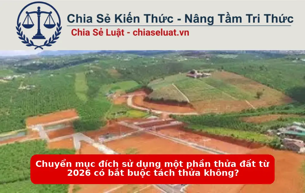 Chuyển mục đích sử dụng một phần thửa đất từ 2026 có bắt buộc tách thửa không?
