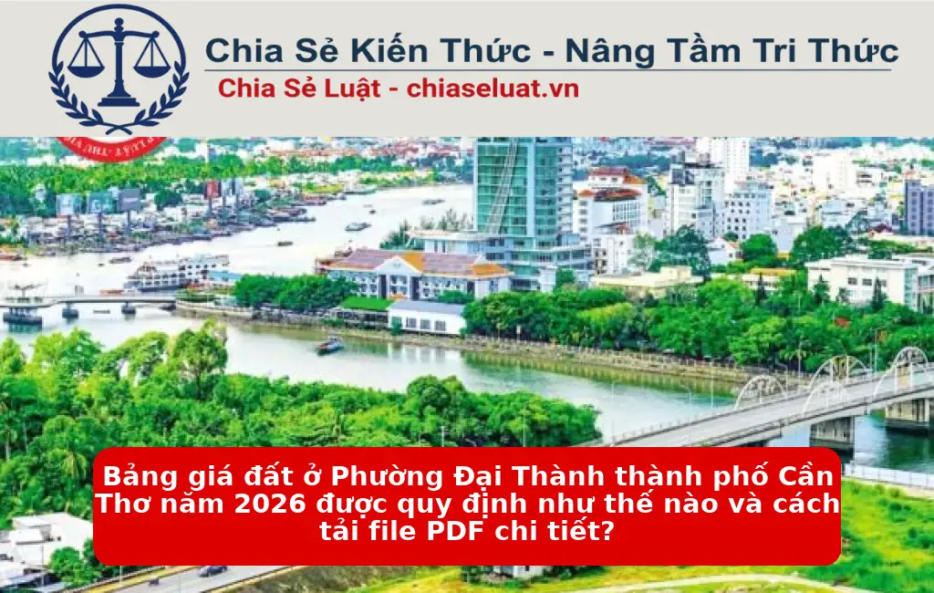 Bảng giá đất ở Phường Đại Thành thành phố Cần Thơ năm 2026 được quy định như thế nào và cách tải file PDF chi tiết?