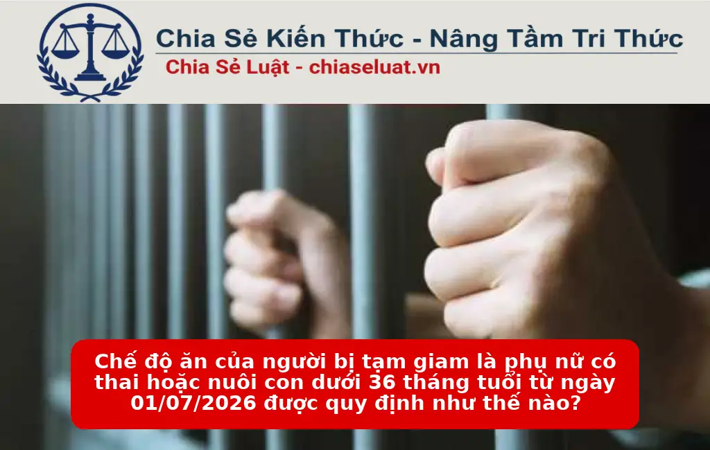Chế độ ăn của người bị tạm giam là phụ nữ có thai hoặc nuôi con dưới 36 tháng tuổi từ ngày 01/07/2026 được quy định như thế nào?